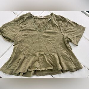 Army Olive Green Ruffle Crop Top